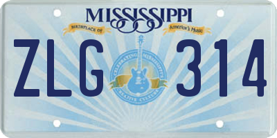 MS license plate ZLG314