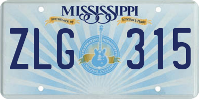 MS license plate ZLG315