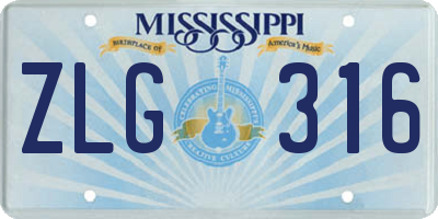 MS license plate ZLG316