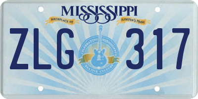 MS license plate ZLG317