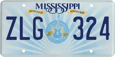 MS license plate ZLG324