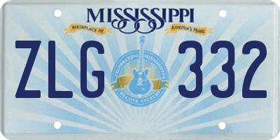 MS license plate ZLG332