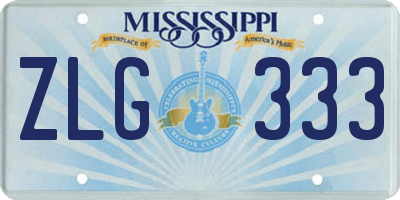 MS license plate ZLG333