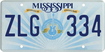 MS license plate ZLG334