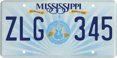 MS license plate ZLG345