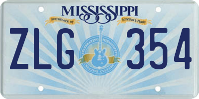 MS license plate ZLG354