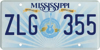 MS license plate ZLG355