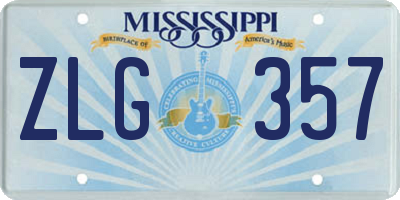 MS license plate ZLG357