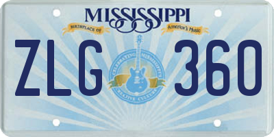 MS license plate ZLG360