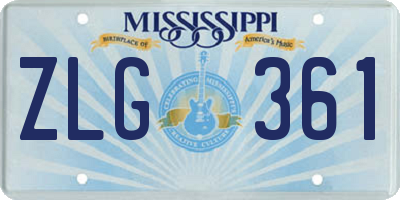 MS license plate ZLG361