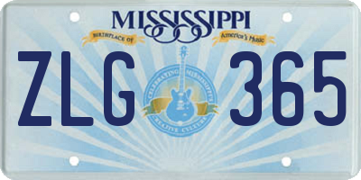 MS license plate ZLG365
