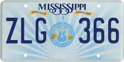 MS license plate ZLG366