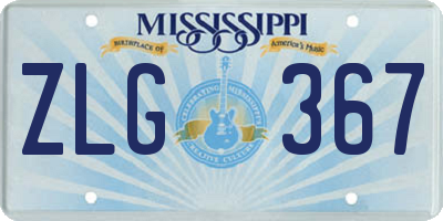 MS license plate ZLG367