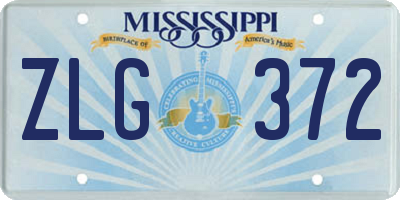 MS license plate ZLG372