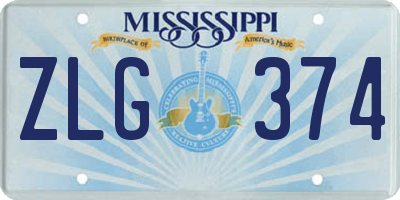 MS license plate ZLG374