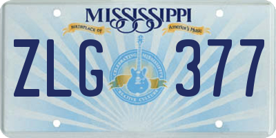 MS license plate ZLG377