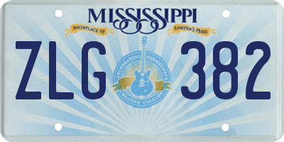 MS license plate ZLG382