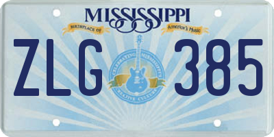 MS license plate ZLG385
