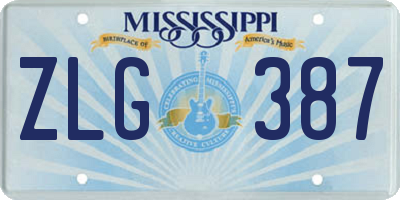 MS license plate ZLG387
