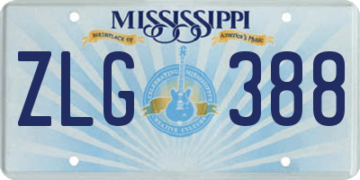 MS license plate ZLG388
