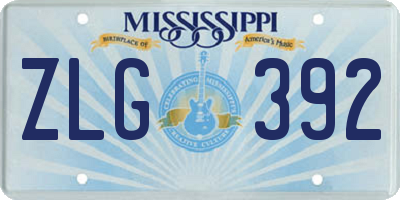 MS license plate ZLG392