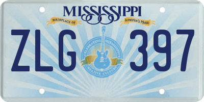 MS license plate ZLG397