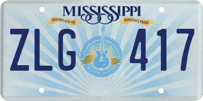 MS license plate ZLG417