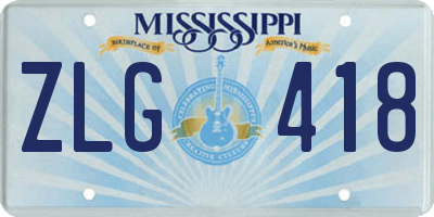 MS license plate ZLG418