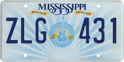 MS license plate ZLG431