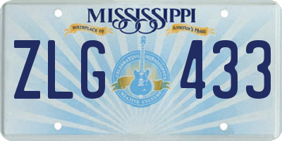 MS license plate ZLG433