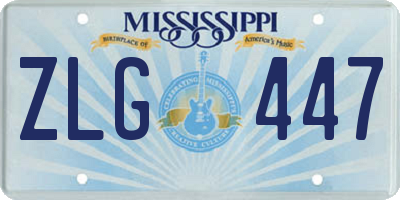 MS license plate ZLG447