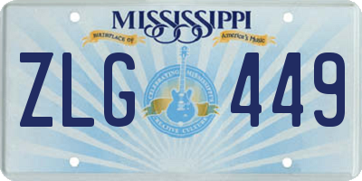 MS license plate ZLG449