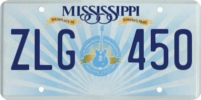 MS license plate ZLG450