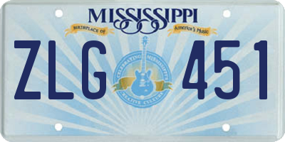 MS license plate ZLG451