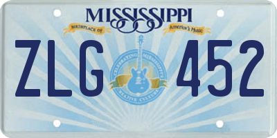 MS license plate ZLG452