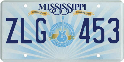 MS license plate ZLG453