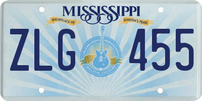 MS license plate ZLG455