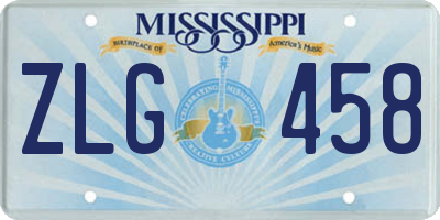 MS license plate ZLG458
