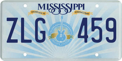 MS license plate ZLG459