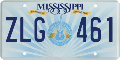 MS license plate ZLG461