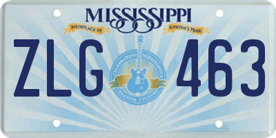 MS license plate ZLG463