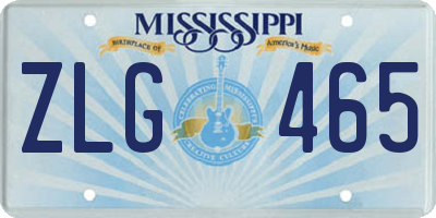 MS license plate ZLG465