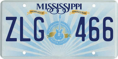 MS license plate ZLG466