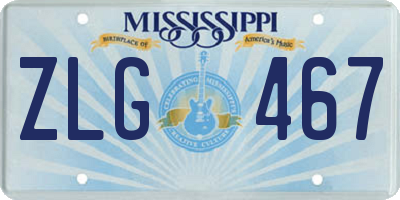 MS license plate ZLG467
