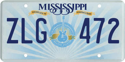 MS license plate ZLG472