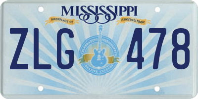 MS license plate ZLG478
