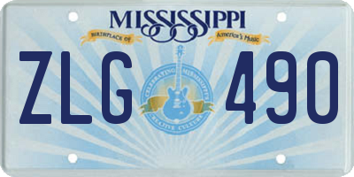 MS license plate ZLG490