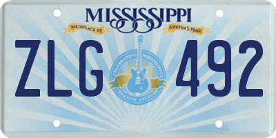 MS license plate ZLG492