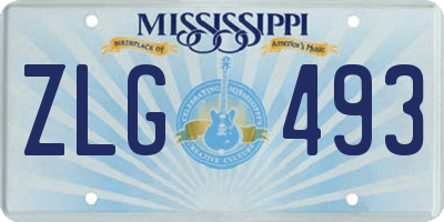MS license plate ZLG493
