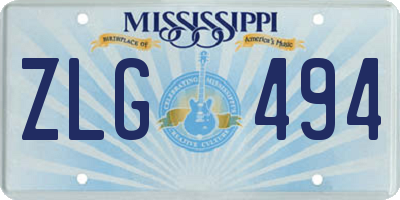 MS license plate ZLG494